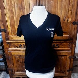 Nine Line Apparel Womens Black V Neck T Shirt Don't Tread On Me Size S